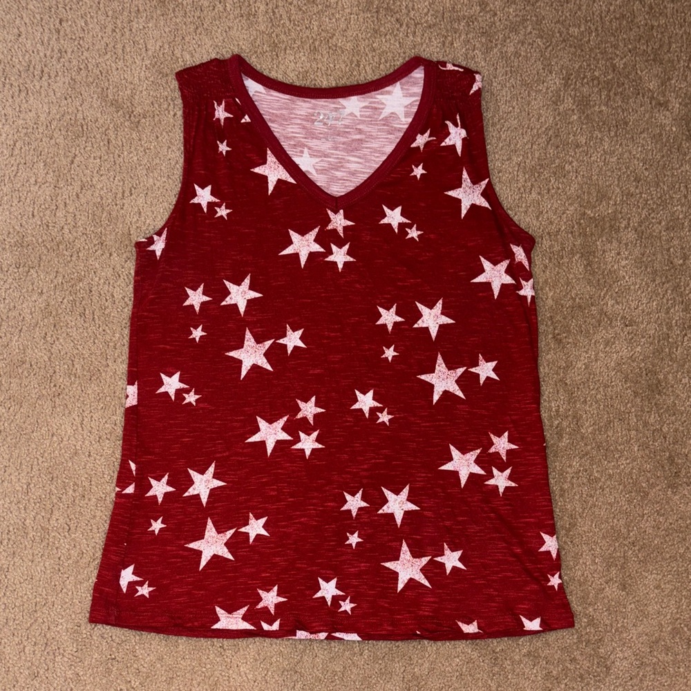 Red Star Patterned Tank Top